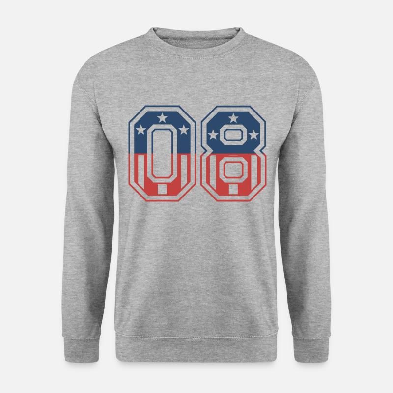 Anzahl 08 USA - Unisex Pullover - Weißgrau meliert