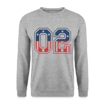 Anzahl 02 USA - Unisex Pullover - Weißgrau meliert - Vorne - Alina (178cm) & Michal (187cm)
