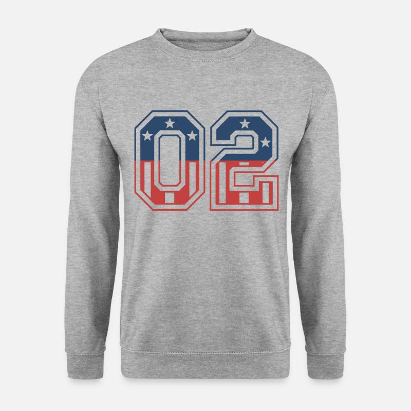 Anzahl 02 USA - Unisex Pullover - Weißgrau meliert