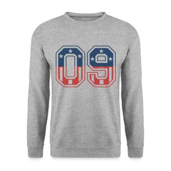 Number 09 USA - Unisex Sweatshirt - salt & pepper - Front - Alina (178cm) & Michal (187cm)
