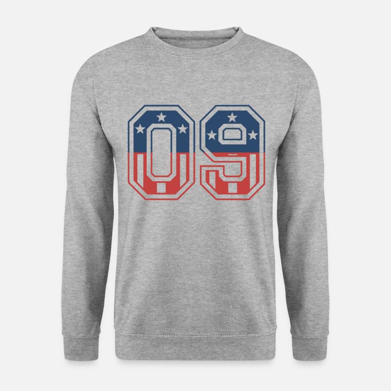 Anzahl 09 USA - Unisex Pullover - Weißgrau meliert