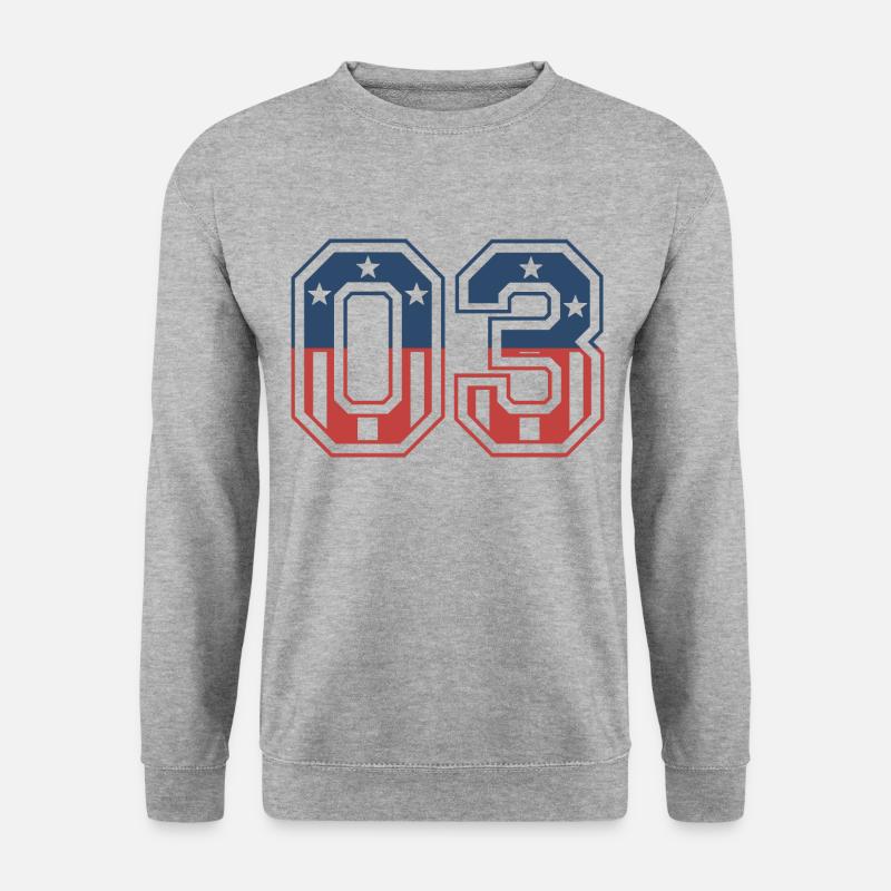 Anzahl 03 USA - Unisex Pullover - Weißgrau meliert