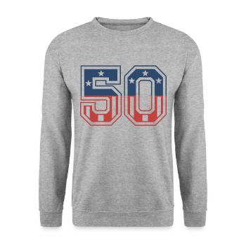 Number 50 USA - Unisex Sweatshirt - salt & pepper - Front - Alina (178cm) & Michal (187cm)