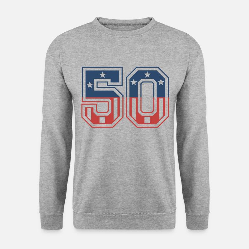 Nummer 50 USA - Unisex Pullover - Weißgrau meliert