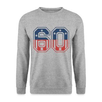 Number 60 USA - Unisex Sweatshirt - salt & pepper - Front - Alina (178cm) & Michal (187cm)