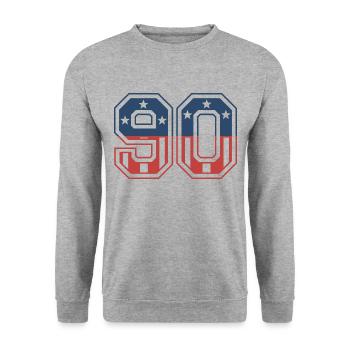 Numéro 90 États-Unis - Sweat-shirt Unisexe - gris chiné - Devant - Alina (178cm) & Michal (187cm)