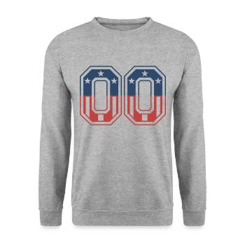 Anzahl 00 USA - Unisex Pullover - Weißgrau meliert - Vorne - Alina (178cm) & Michal (187cm)