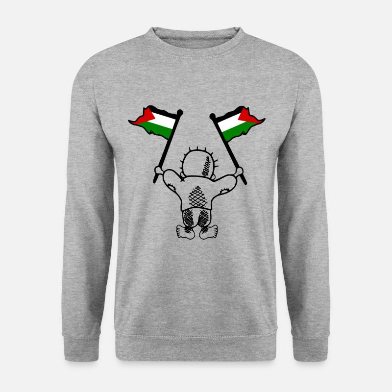 Free palestine handala - Unisex Pullover - Weißgrau meliert
