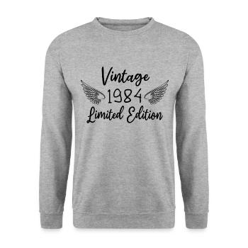 Geburtstag 1984 Jahrgang 1984 bestes Jahrgang 1984 - Unisex Pullover - Weißgrau meliert - Vorne - Alina (178cm) & Michal (187cm)