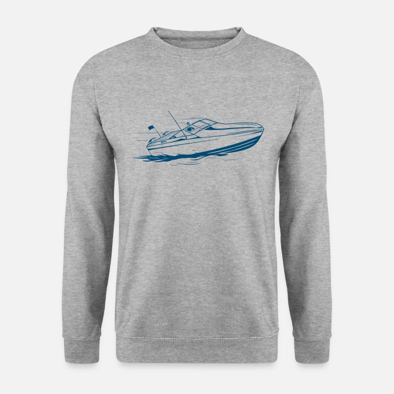 Boot Sportboot Motorboot Bootfahren Geschenk - Unisex Pullover - Weißgrau meliert