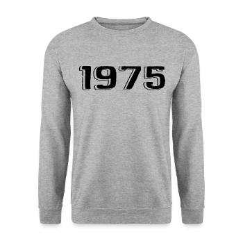 Jahrgang 1975 geboren Geburtstag Retro 1975 - Unisex Pullover - Weißgrau meliert - Vorne - Alina (178cm) & Michal (187cm)