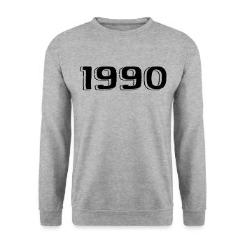 Millésime 1990 Né Anniversaire Rétro Années 1990 - Sweat-shirt Unisexe - gris chiné - Devant - Alina (178cm) & Michal (187cm)