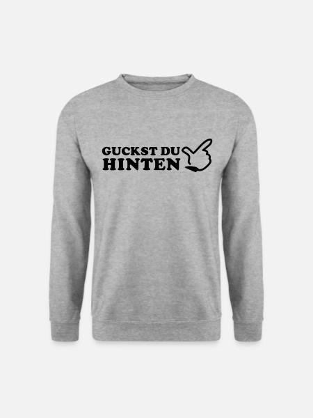 Spruch - guckst du hinten - Ich hab Rücken - Hand - Unisex Pullover - Weißgrau meliert