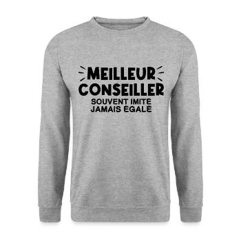 Conseiller | Je suis le meilleur Conseiller consei - Sweat-shirt Unisexe - gris chiné - Devant - Alina (178cm) & Michal (187cm)