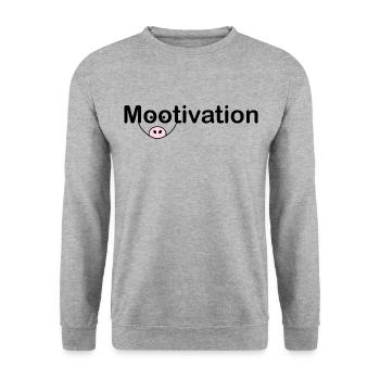 Mootivation Muh Motivation lustige Tiere - Unisex Pullover - Weißgrau meliert - Vorne - Alina (178cm) & Michal (187cm)