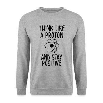 Think like a proton | Réflexion positive - Sweat-shirt Unisexe - gris chiné - Devant - Alina (178cm) & Michal (187cm)