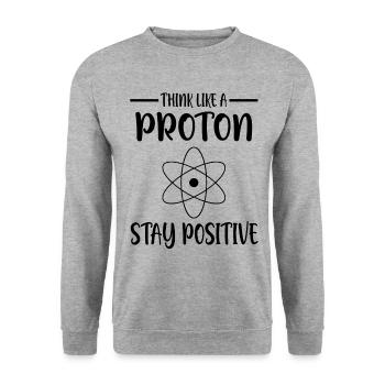 Think like a proton | Think positive - Unisex Pullover - Weißgrau meliert - Vorne - Alina (178cm) & Michal (187cm)