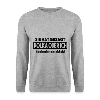 Blasmusik | Musikverein | Geschenk Musiker - Unisex Pullover - Weißgrau meliert - Vorne - Alina (178cm) & Michal (187cm)