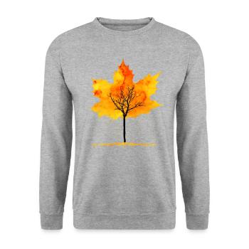 Feuilles d'érable automne automne automne automne feuilles d'automne - Sweat-shirt Unisexe - gris chiné - Devant - Alina (178cm) & Michal (187cm)