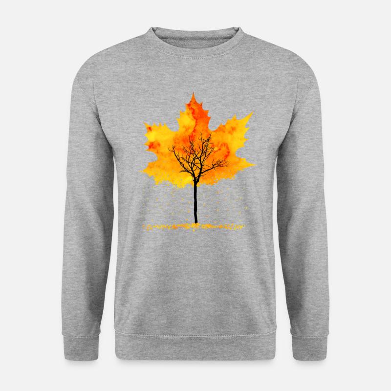 Ahorn fällt Blätter Herbst Herbst Herbst Herbst - Unisex Pullover - Weißgrau meliert