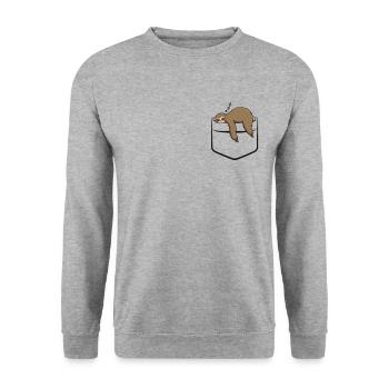 Paresse endormie dans la poche de fourrure paresseuse - Sweat-shirt Unisexe - gris chiné - Devant - Alina (178cm) & Michal (187cm)