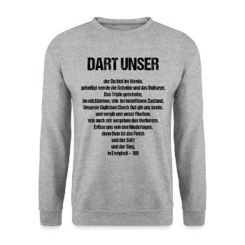 Lustiges Dart unser Darts Fan Outfit Vater Gebet - Unisex Pullover - Weißgrau meliert - Vorne - Alina (178cm) & Michal (187cm)
