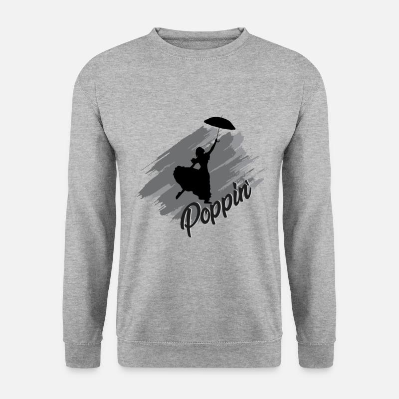 Poppin mit dem Regenschirm - Unisex Pullover - Weißgrau meliert