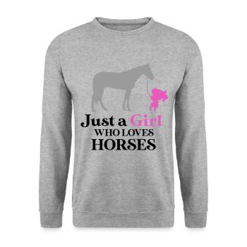 Juste une fille qui aime les chevaux - Sweat-shirt Unisexe - gris chiné - Devant - Alina (178cm) & Michal (187cm)