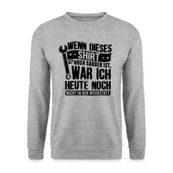 Wenn dieses Shirt noch sauber ist war ich heute... - Unisex Pullover - Weißgrau meliert - Vorne - Alina (178cm) & Michal (187cm)