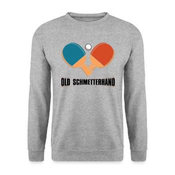 Old Schmetterhand - Tischtennis - Unisex Pullover - Weißgrau meliert - Vorne - Alina (178cm) & Michal (187cm)
