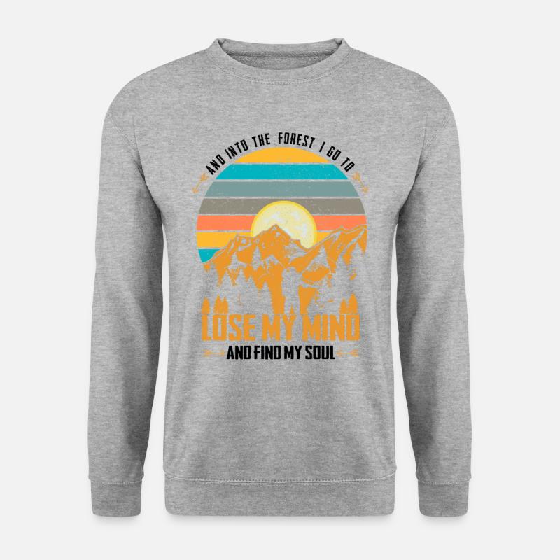 And into the forest | Wanderer Wandern Geschenk - Unisex Pullover - Weißgrau meliert