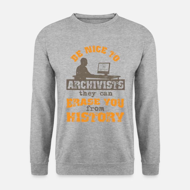 Seien Sie nett zu Archivaren - Unisex Pullover - Weißgrau meliert
