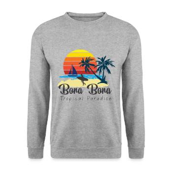 Bora Bora - Histoire de la destination Summer Vacation Maldives - Sweat-shirt Unisexe - gris chiné - Devant - Alina (178cm) & Michal (187cm)