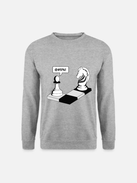 Schach - Niedliches Schachspieler-Großmeister-Stra - Unisex Pullover - Weißgrau meliert