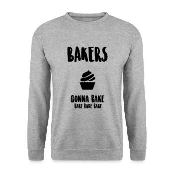 Bäcker werden backen backen backen backen backen b - Unisex Pullover - Weißgrau meliert - Vorne - Alina (178cm) & Michal (187cm)