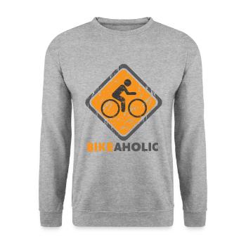 Bikeaholic - Fahrradliebhaber Radfahrer Mountainbi - Unisex Pullover - Weißgrau meliert - Vorne - Alina (178cm) & Michal (187cm)