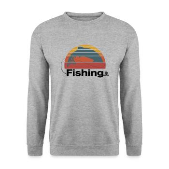 Fischen Forelle Angel Fliegen Haken Essenziell - Unisex Pullover - Weißgrau meliert - Vorne - Alina (178cm) & Michal (187cm)