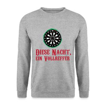 Darts Dartpfeile Dartspieler Wortspiel Volltreffer - Unisex Pullover - Weißgrau meliert - Vorne - Alina (178cm) & Michal (187cm)