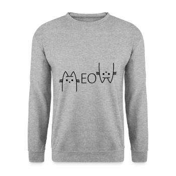 Miau - sweet cat owner kitten lover Kät - Unisex Sweatshirt - salt & pepper - Front - Alina (178cm) & Michal (187cm)