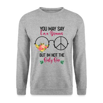 Sie können sagen, dass ich ein Träumer bin, aber i - Unisex Pullover - Weißgrau meliert - Vorne - Alina (178cm) & Michal (187cm)