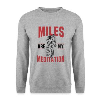 Meilen sind meine Meditation - Unisex Pullover - Weißgrau meliert - Vorne - Alina (178cm) & Michal (187cm)
