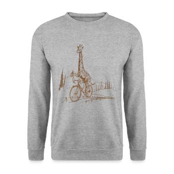 Girafe Vintage Cyclisme - Sweat-shirt Unisexe - gris chiné - Devant - Alina (178cm) & Michal (187cm)