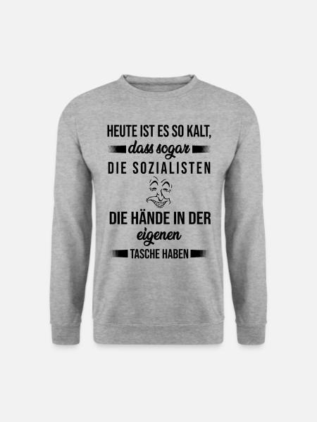 Sozialismus Kapitalismus lustiger Spruch Geschenk - Unisex Pullover - Weißgrau meliert