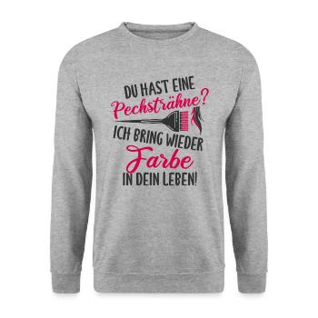 Funny hairdresser hairdresser says bad luck streaks - Unisex Sweatshirt - salt & pepper - Front - Alina (178cm) & Michal (187cm)