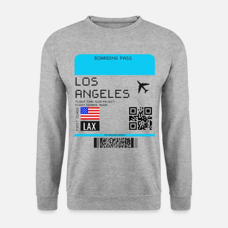 Boarding Pass Los Angeles Flugticket - Unisex Pullover - Weißgrau meliert