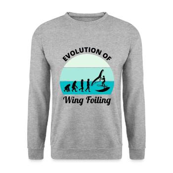 Wing Foiling Surfing Evolution Lustig - Unisex Pullover - Weißgrau meliert - Vorne - Alina (178cm) & Michal (187cm)