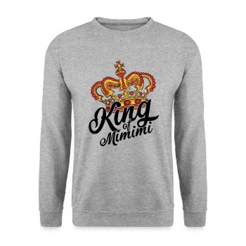 Sarkastischer König King of mimimi Statement Krone - Unisex Pullover - Weißgrau meliert - Vorne - Alina (178cm) & Michal (187cm)