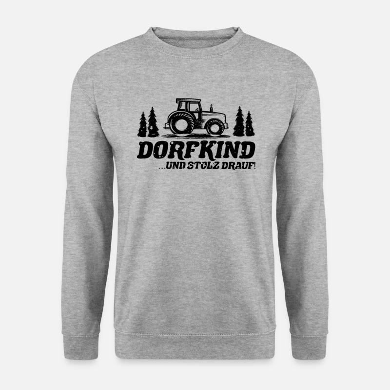 Landwirt Dorfkind & Stolz drauf Dorfkinder Spruch - Unisex Pullover - Weißgrau meliert