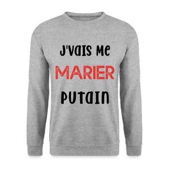 Je Vais Me Marier Putain Cadeau Humour - Sweat-shirt Unisexe - gris chiné - Devant - Alina (178cm) & Michal (187cm)