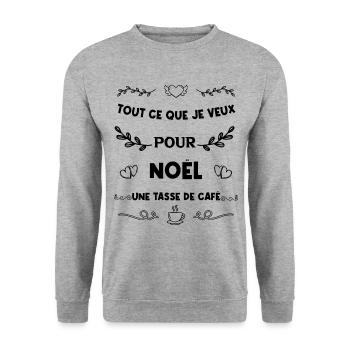 Tout ce que je veux pour Noël c'est un Café - Sweat-shirt Unisexe - gris chiné - Devant - Alina (178cm) & Michal (187cm)